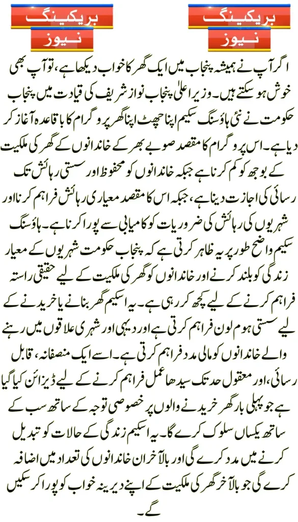 Punjab Apni Chhat Apna Ghar Scheme Latest Update on Affordable Housing Loans for Low-Income Families